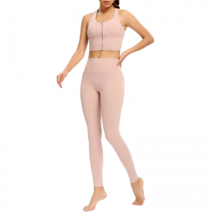 Conjunto de yoga cruzado de cremallera con cremallera