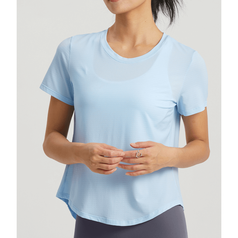 Camisetas elásticas de yoga de cuello o cuello