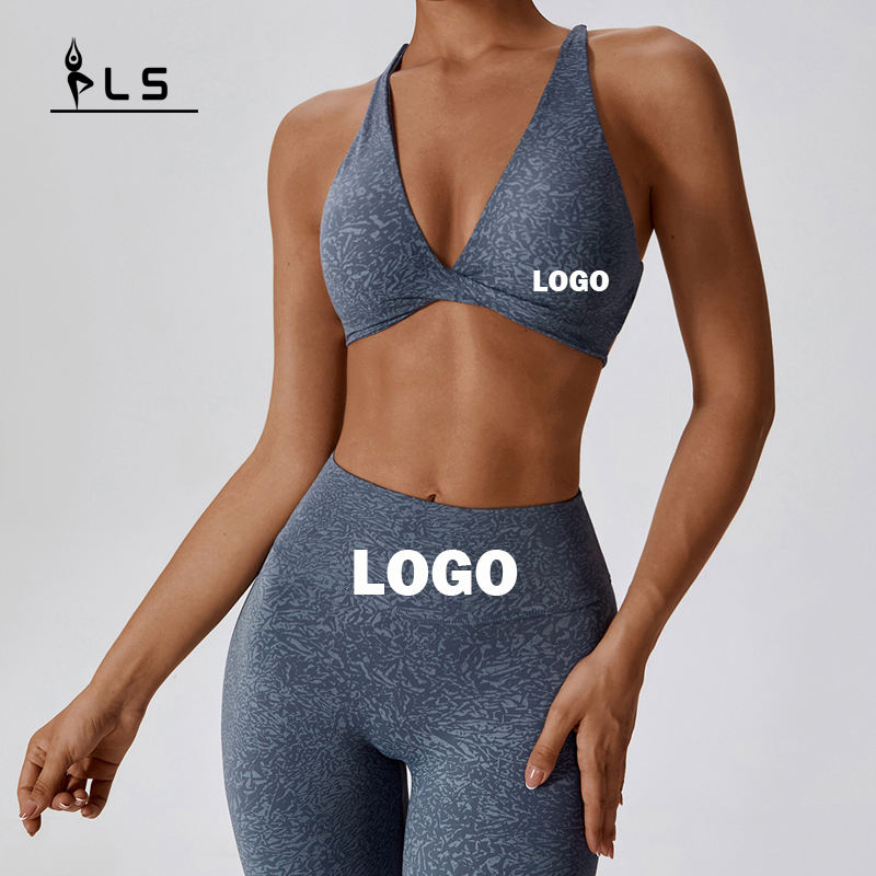 SC1054 Set de yoga Fitness Woman 2024 Sport Bra and Leggings estampado Fitness Wear Gym Set femenino