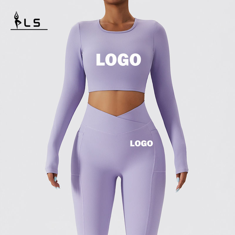 SC1062 Mujer de manga larga Set de yoga de yoga Cantbed Costando Carretera Traje Mujeres Fitness Ropa de yoga Set