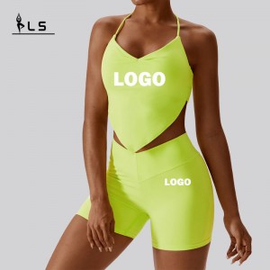 SC1065 2023 Nuevo conjunto de yoga de uso activo personalizado Fitness V corta de yoga de cita