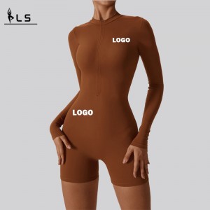 SC10610 Ropa de gimnasia con cremallera Top de yoga Continúa activa One Pieces Femenina sin costuras Conjuntos de yoga Bodysuit