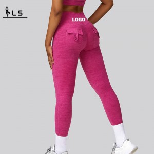 SC1093 Leggings de entrenamiento para mujeres Leggings de tope de arranque de cintura alta con bolsillos