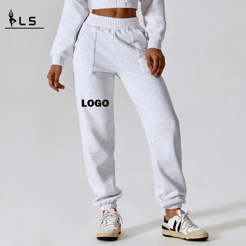 SC10114 Mujeres cintura elástica jogger tibio suelto pantalones de chándal de invierno