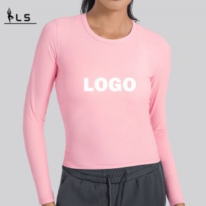 SC10271 Breatable yoga top de gimnasia gimnasia camiseta apretada camiseta de cuello redondo