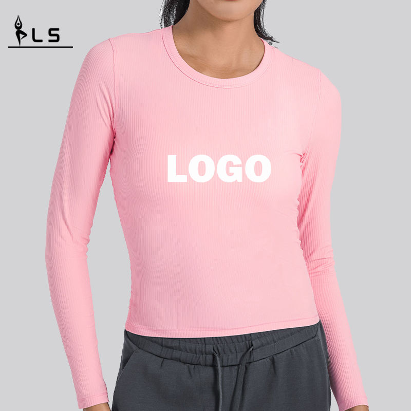 SC10271 Breatable yoga top de gimnasia gimnasia camiseta apretada camiseta de cuello redondo