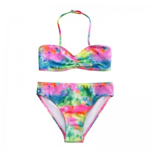 Niños \\\\ \'traje de baño con cuello halter y color de gradiente